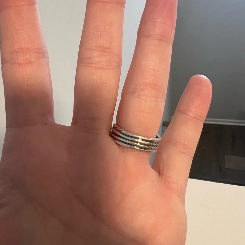 David Yurman Gold and Silver Cable Ring - Picture 3 of 9